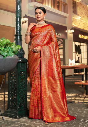 Kanjivaram Silk Woven Saree in Red