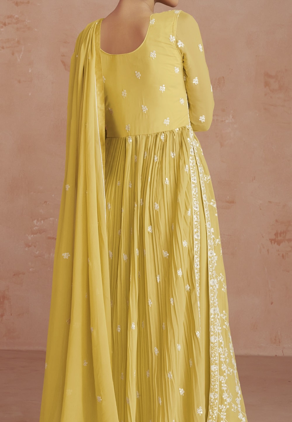 Georgette Embroidered Pakistani Suit in Mustard
