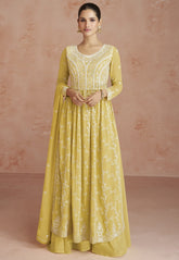 Georgette Embroidered Pakistani Suit in Mustard