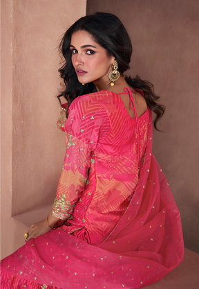 Digitally Printed Georgette Pakistani Suit in Pink
