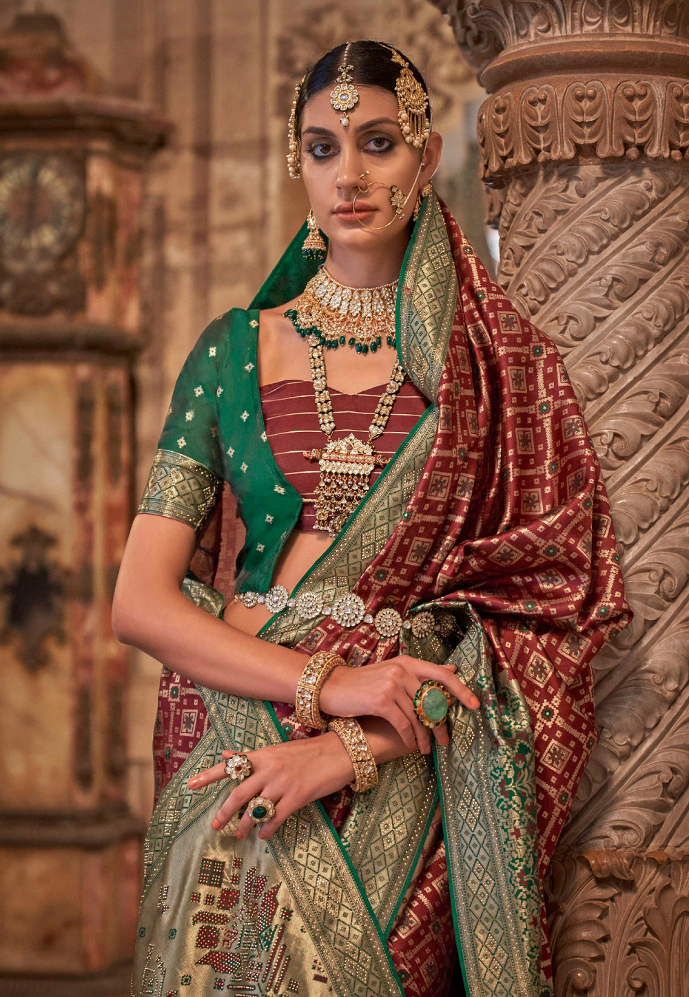 Art Silk Woven Saree in Maroon