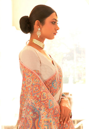 Pashmina Silk Woven Saree in Light Beige