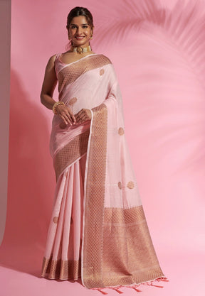 Modal Cotton Woven Saree in Pink