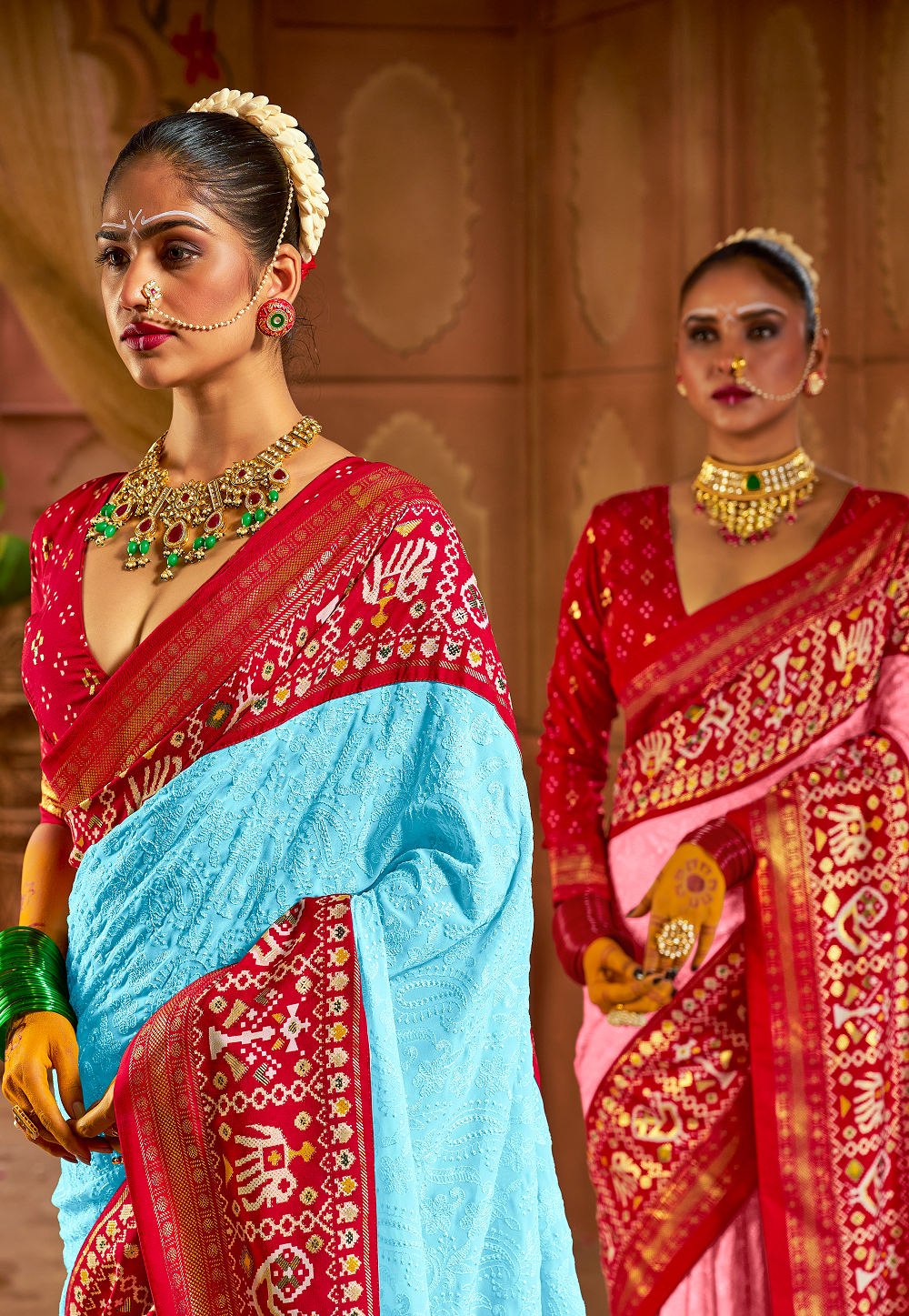 Georgette Embroidered Saree in Sky Blue