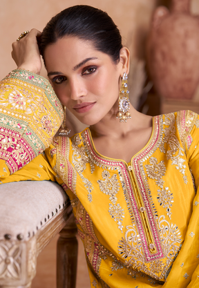 Chinnon Embroidered Pakistani Suit in Yellow
