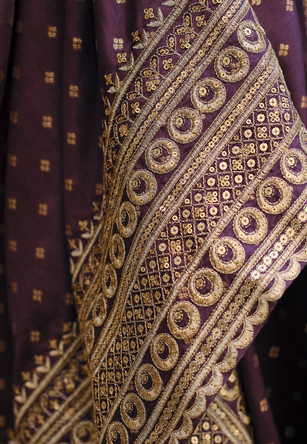 Art Silk Jacquard Abaya Style Suit in Purple