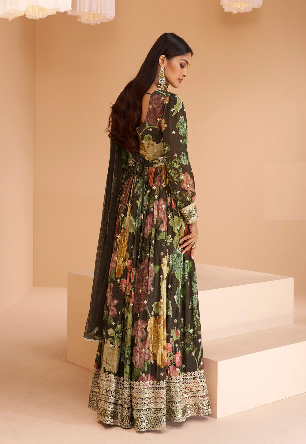 Georgette Digital Printed Gown in Multicolor