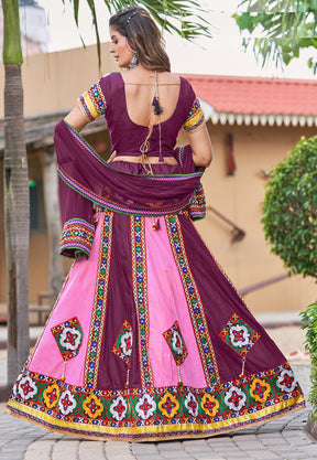 Navratri Special Cotton Lehenga in Pink and Purple