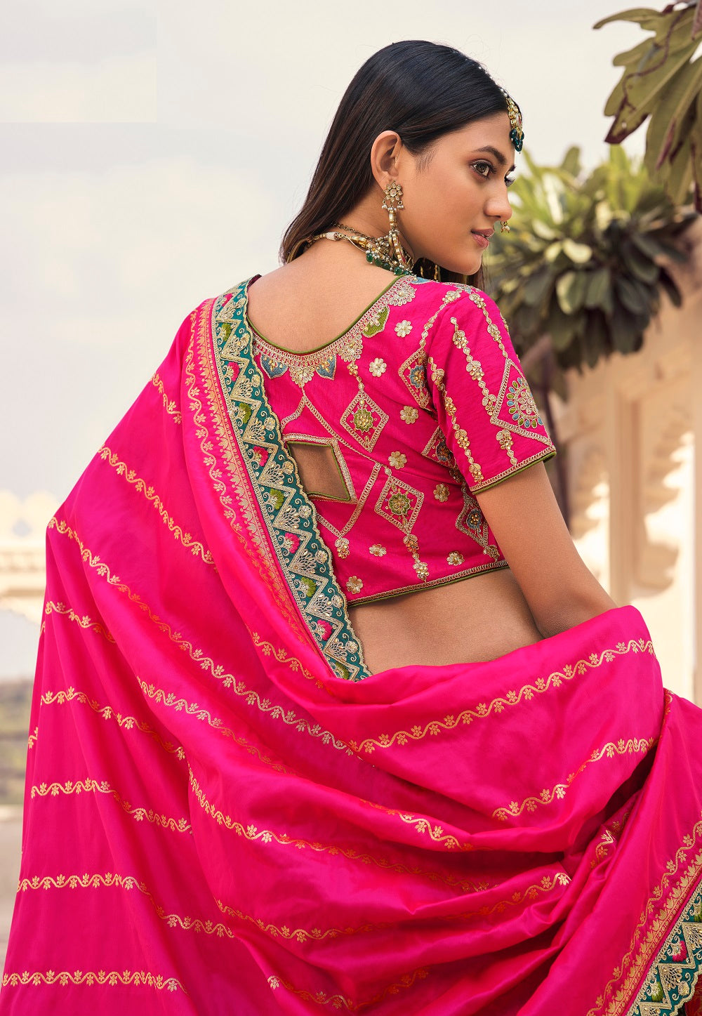 Banarasi Silk Embroidered Lehenga in Multi Color