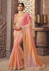 Woven Art Silk Saree in Pink