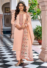 Georgette Embroidered Pakistani Suit in Peach
