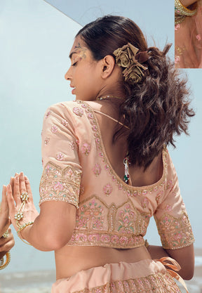 Georgette Embroidered Lehenga in Peach