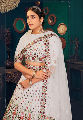 Embroidered Georgette Lehenga in White