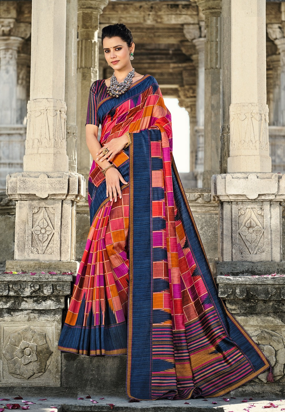 Art Silk Digital Printed Saree in Multicolor