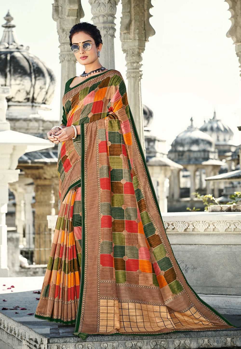 Art Silk Digital Printed Saree in Multicolor