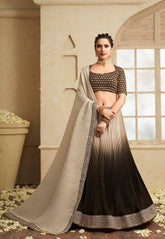 Chinon  Lehenga in shaded Brown Color
