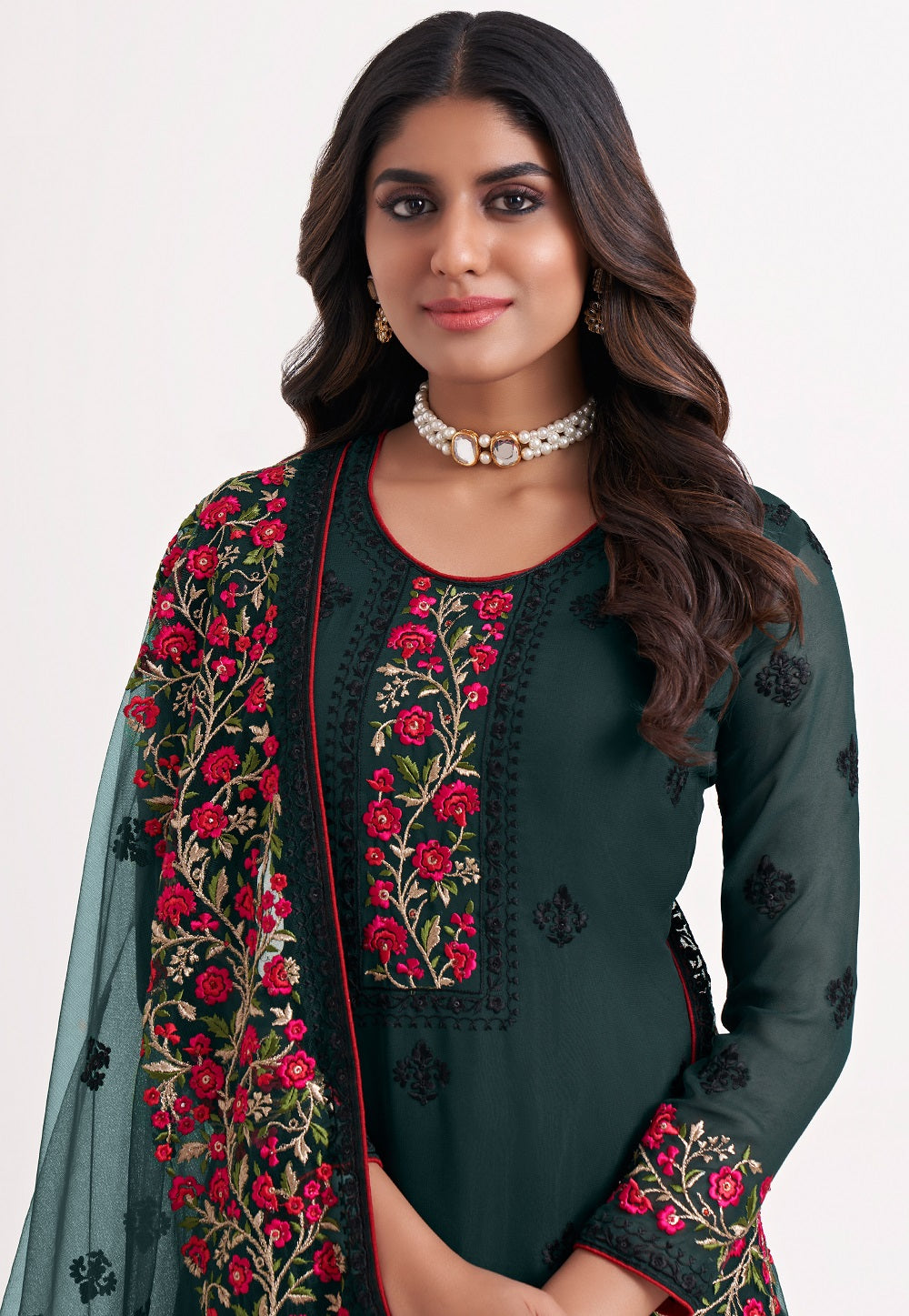 Georgette Embroidered Pakistani Suit in Green