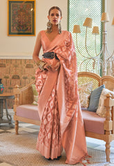 Art Silk Woven Saree in Old rose