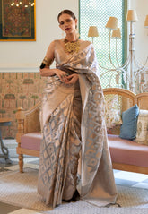 Art Silk Woven Saree in Grey