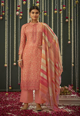 Cotton Embroidered Pakistani Suit in Pink