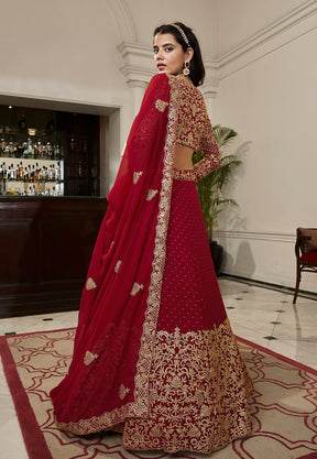 Georgette Embroidered Lehenga in Red