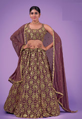 Georgette Embroidered Lehenga in Lilac