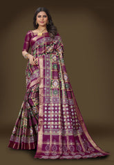 Woven Cotton Saree in Purple