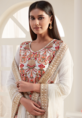 Embroidered Pure Georgette Pakistani Suit in Cream