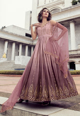 Chinon Embroidered Gown in Light Pink