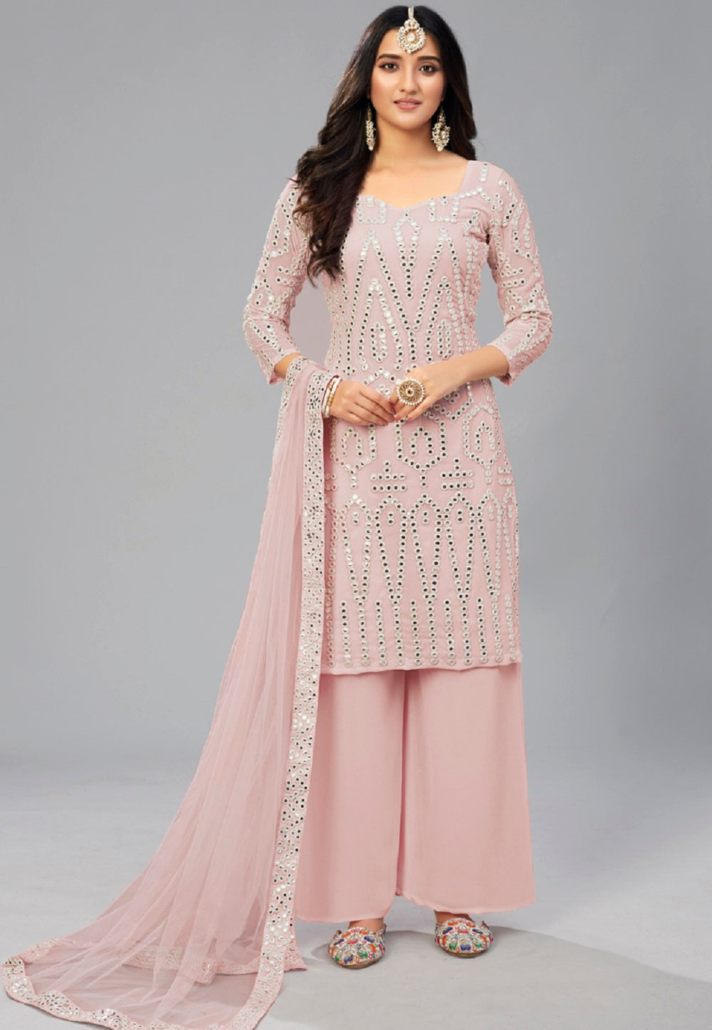 Georgette Pakistani Suit in Light Pink