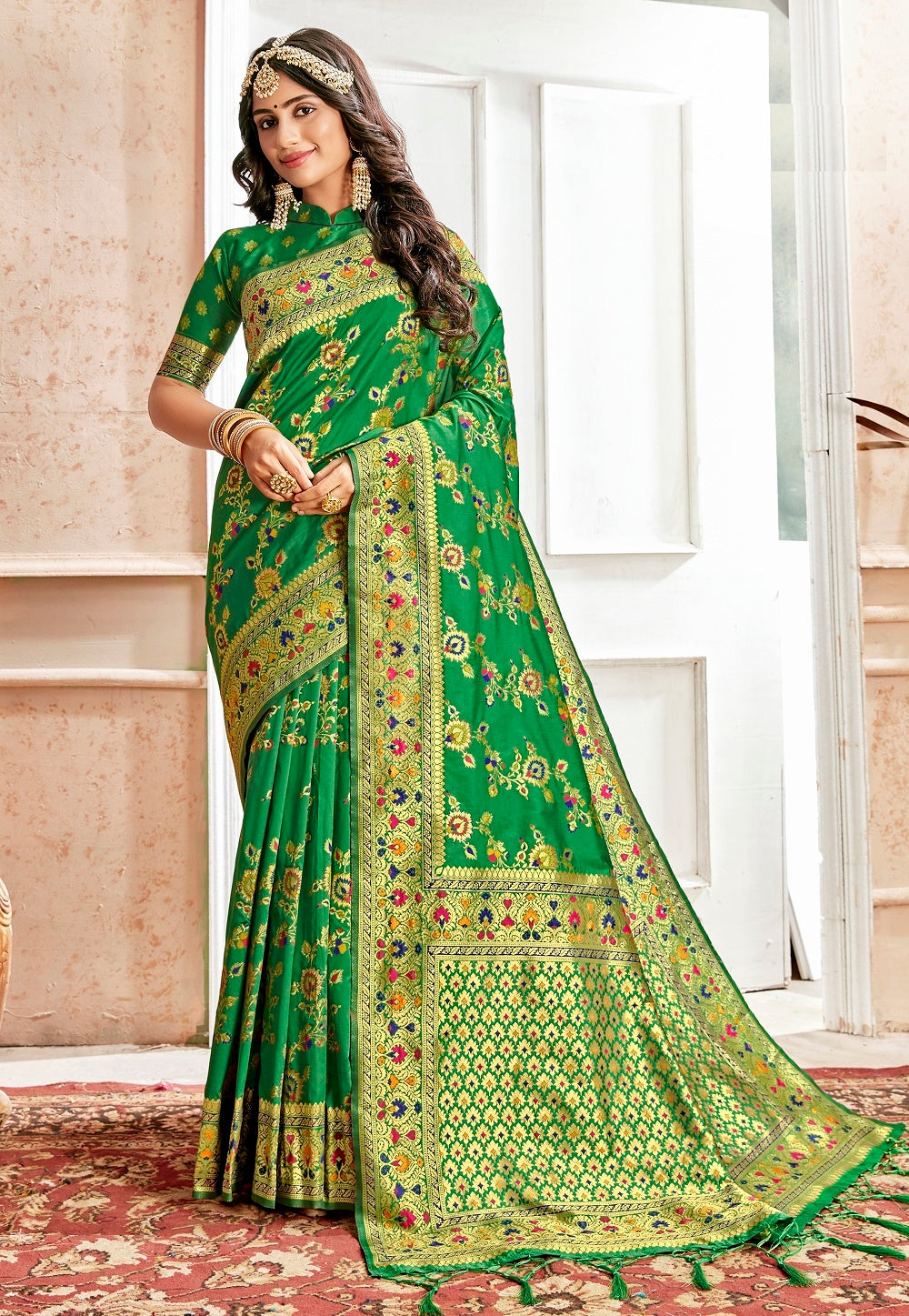 Banarasi Silk Saree in Green