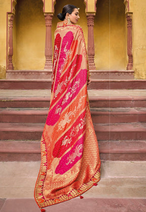 Art Silk Woven Saree in Red