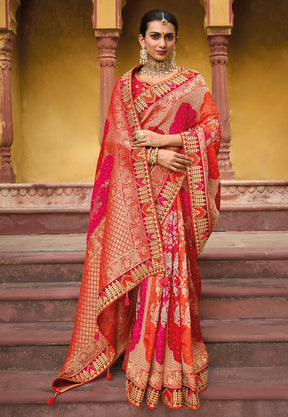 Art Silk Woven Saree in Red