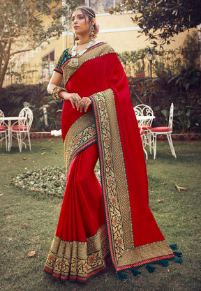 Pure Tussar Silk Saree in Red