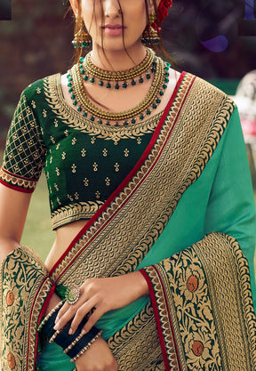 Pure Tussar Silk Saree in Green