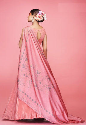 Art Silk Accordion Pleated Lehenga in Pink